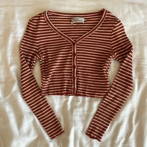 Urban Outfitters red, orange and cream striped long sleeve